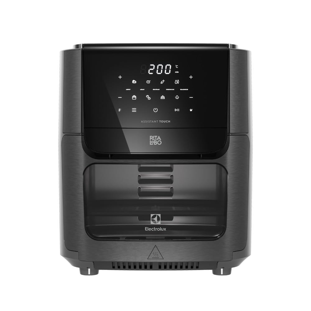 Electrolux Air Fryer Forno 5 em 1 12L 1700W Digital 1 Bandeja Antiaderente 5 modos preparo 7 Receitas Programadas Aviso Sonoro EAF85 Grafite 220V