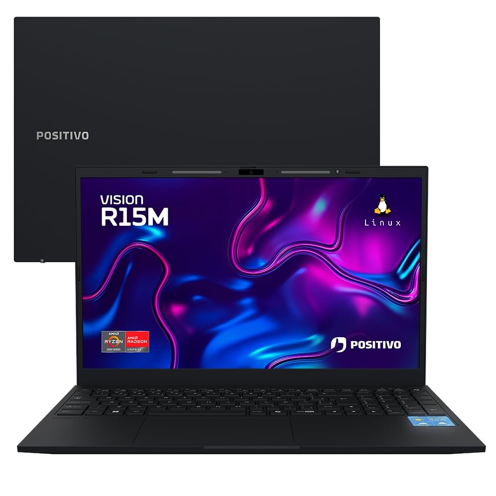 Notebook Positivo Vision R15M AMD Ryzen 5 5625U Linux 16GB RAM 512GB SSD Wi-Fi 6 15" Full HD IPS