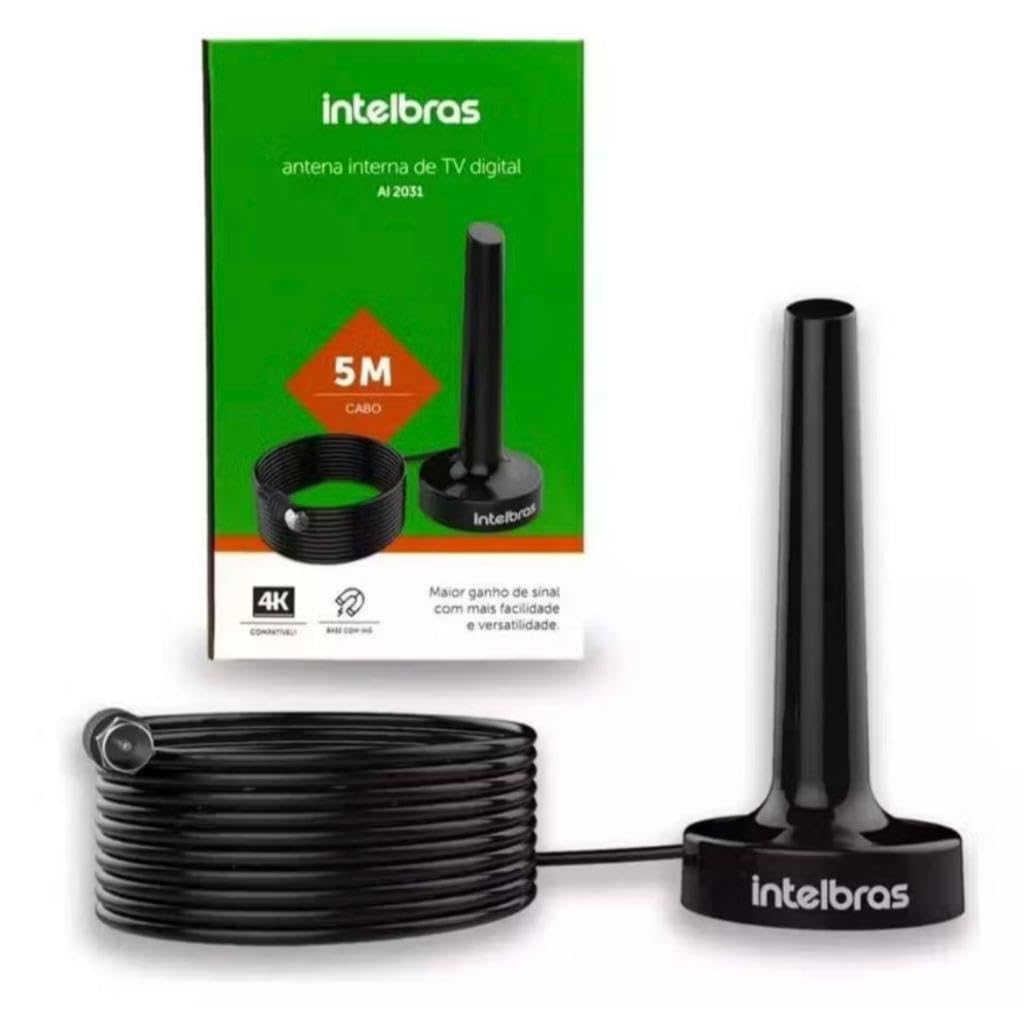 Antena Interna TV Digital 4K Intelbras AL2031 + Cabo 5m