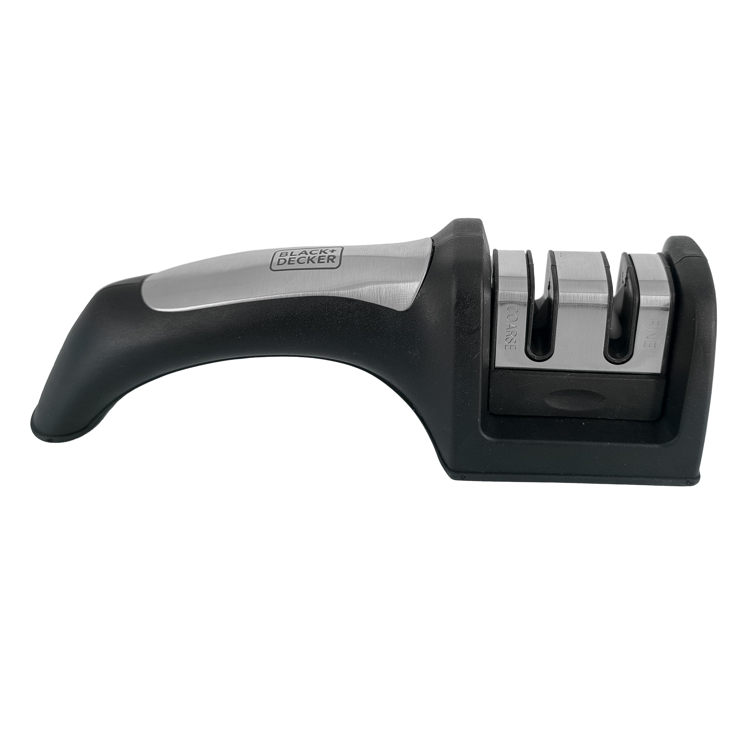 BLACK+DECKER Afiador de Facas Manual com 2 Estágios Vertice - Pedra de Afiar Oilstone e Ferro Galvanizado, Suporte de Punho Ergonômico e Base Antiderrapante