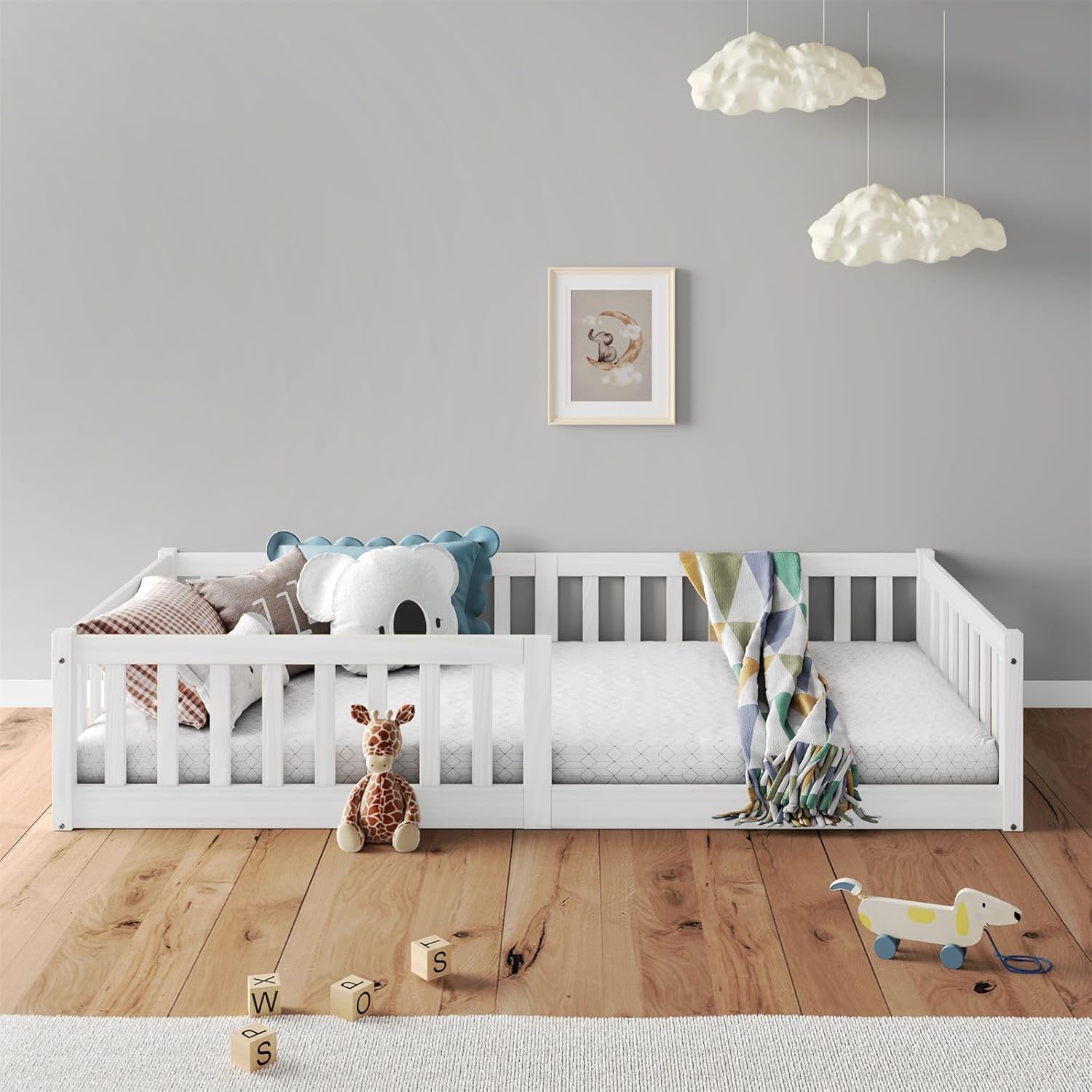 IDIMEX Cama Montessoriana Infantil Branco de Madeira Gustavo