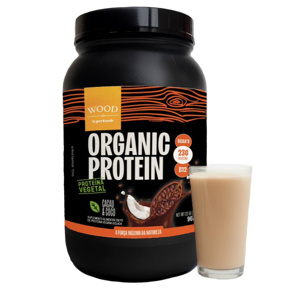 Proteína Vegana Organic Cacau e Coco 907 g Wood Nutrition