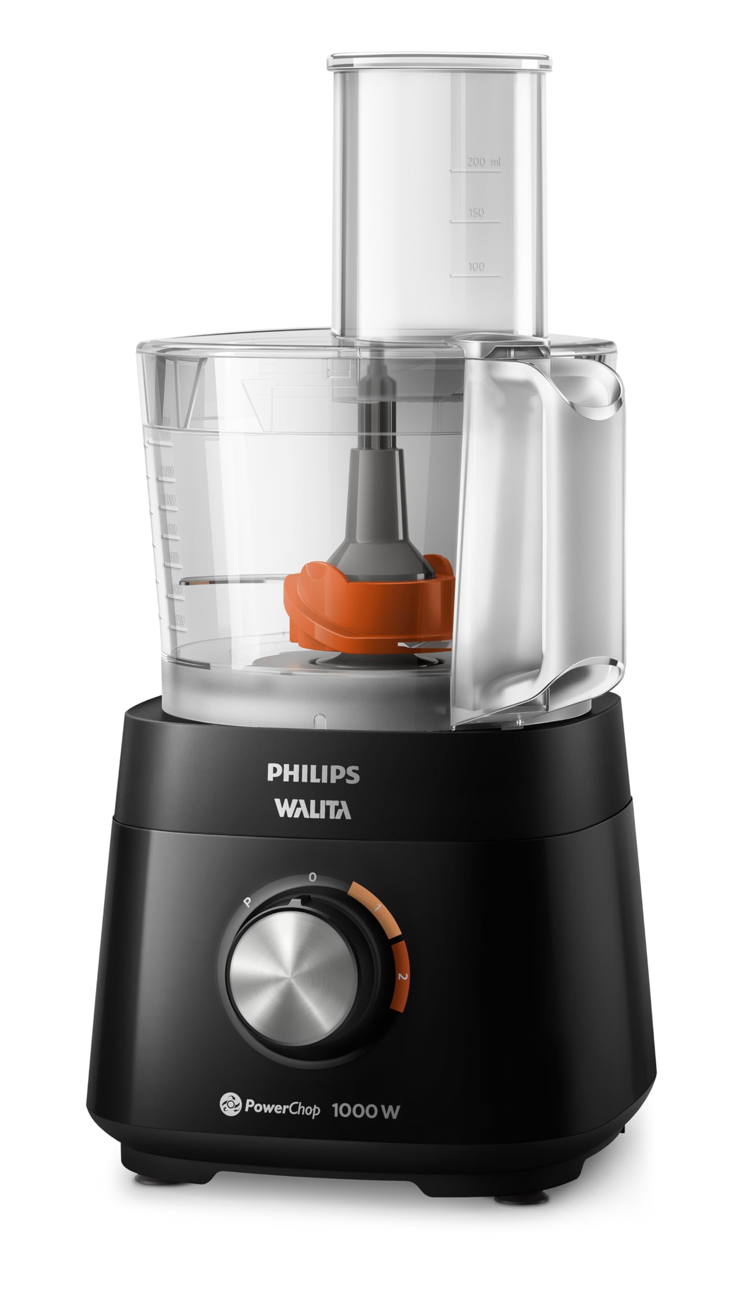 Philips Walita Multiprocessador PowerChop 1000, Preto, grande capacidade, 2 velocidades e 6 acessórios, HR7304