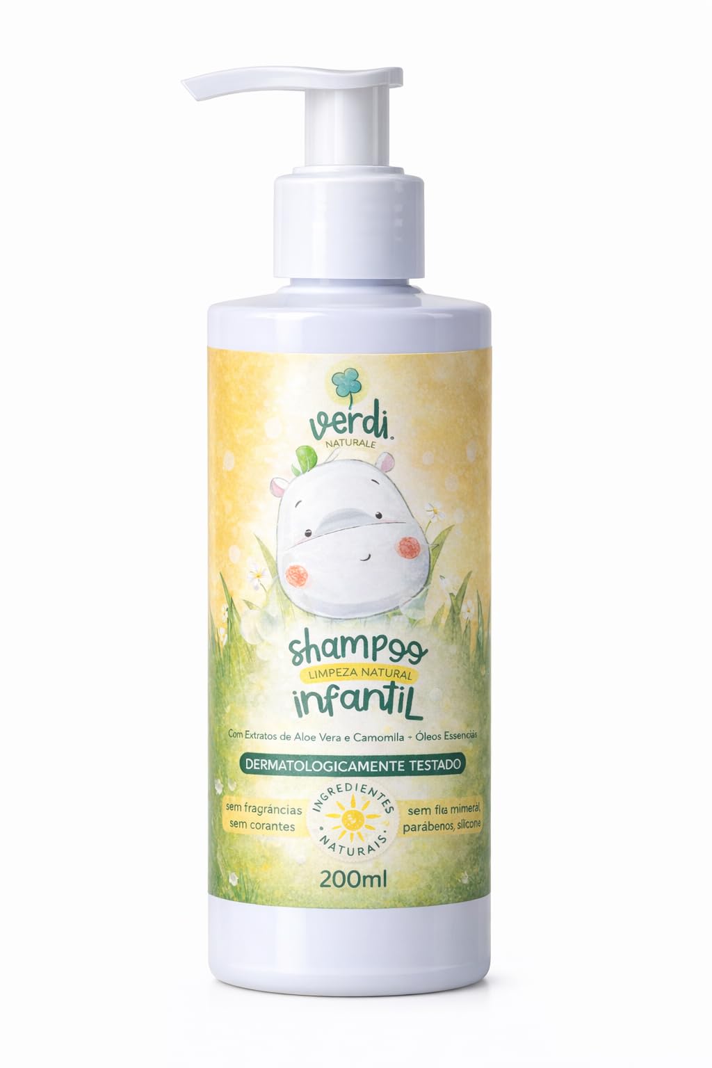 Shampoo Infantil 100% Natural Verdi Natural 200ml com Aloe Vera e Camomila