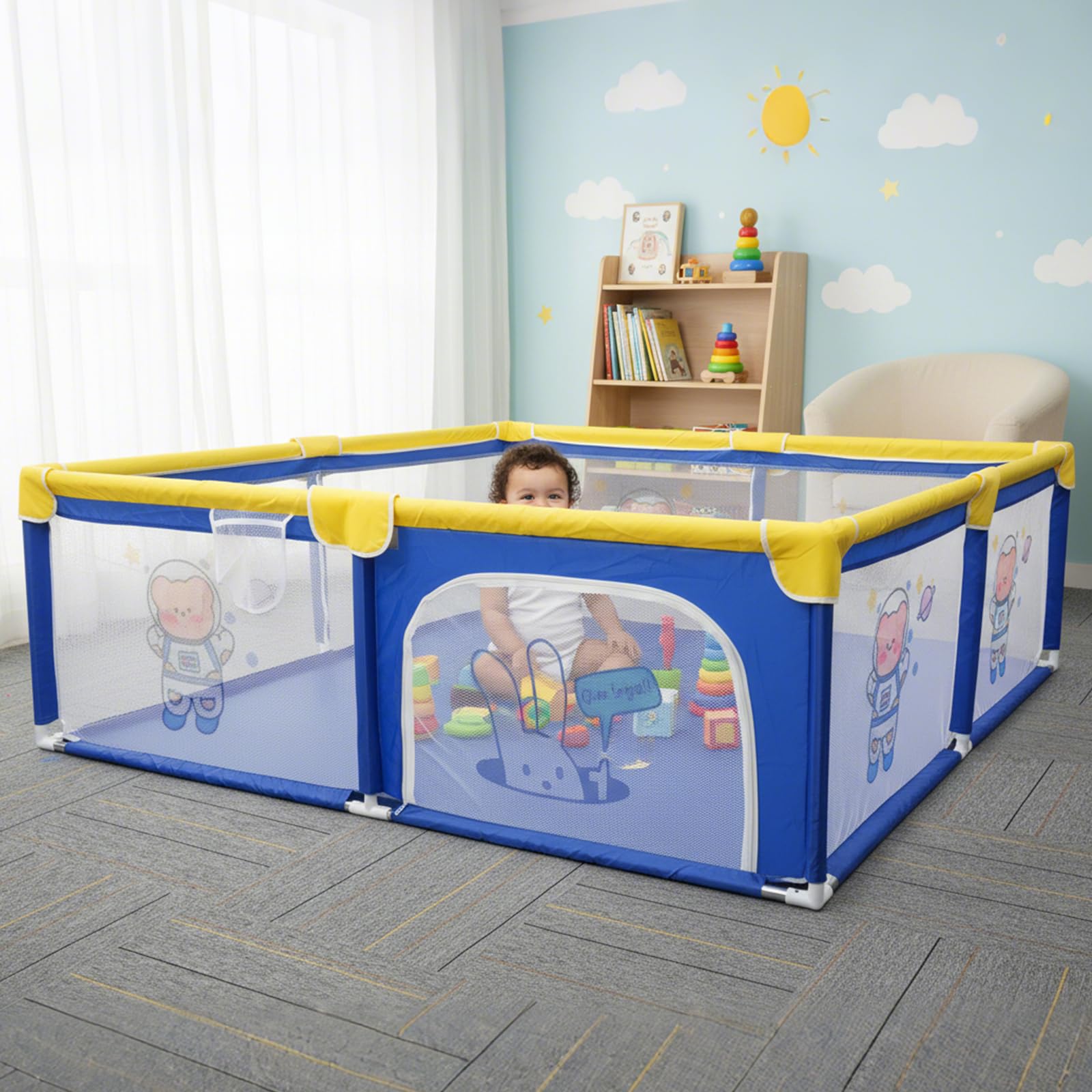 Cercadinho para Bebe Cercado para Bebê Cercadinho Infantil Chiqueirinho Bebe de Proteção Criança Grande Tamanho DOUBLE S (200 * 180cm)
