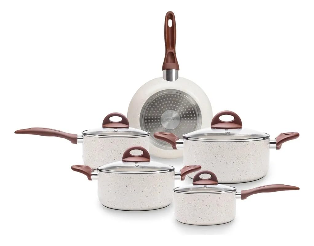 Brinox Jogo de Panelas Ceramic Life Smart Plus Indução 5 Peças Granito